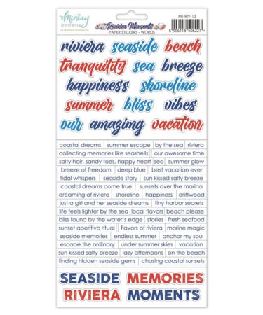 MINTAY PAPERS. Riviera Moments, Paper Stickers - Words (6"x12")