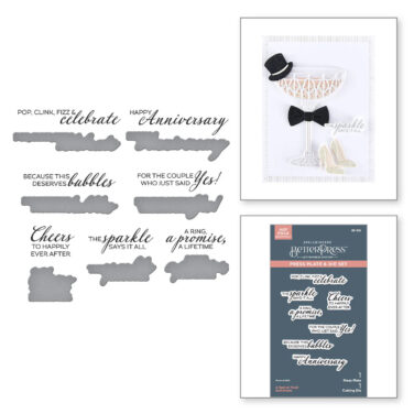 SPELLBINDERS A Special Toast Sentiments BetterPress Plate & Die Set from the Happier Hour Collection