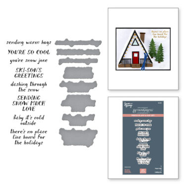 SPELLBINDERS Ski-son's Greetings Sentiments BetterPress Plate & Die Set from the Ski-son's Greetings Collection by Simon Hurley