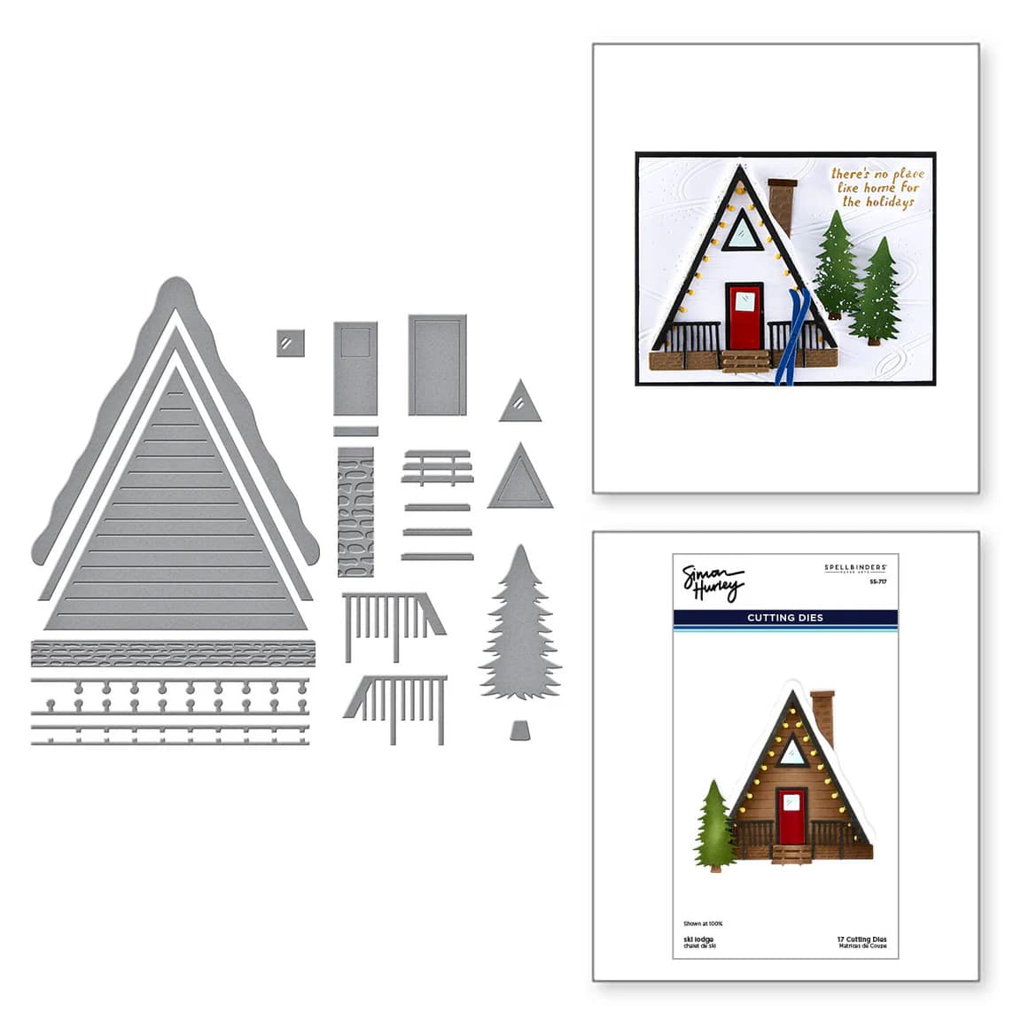 SPELLBINDERS Ski Lodge Etched Dies from the Ski-son's Greetings Collection by Simon Hurley