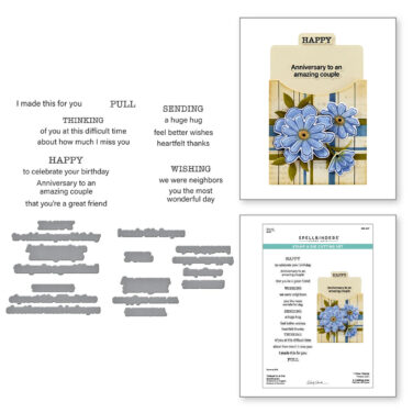 SPELLBINDERS Tabbed In & Out Sentiments Clear Stamp & Die Set from the Tabbed Classics Collection by Wendy Vecchi