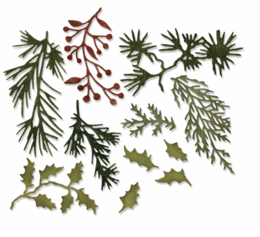 Sizzix Thinlits Die by Tim Holtz Holiday Greens Mini (11pcs) VAULT EDITION