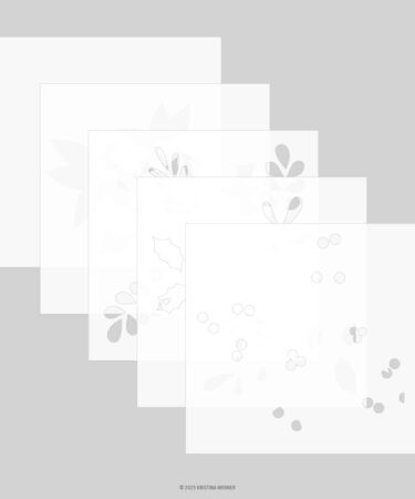 Concord & 9th -Winter Greenery Background Stencil Pack (5 qty; 6 x 6)