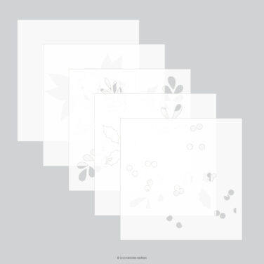 Concord & 9th -Winter Greenery Background Stencil Pack (5 qty; 6 x 6)