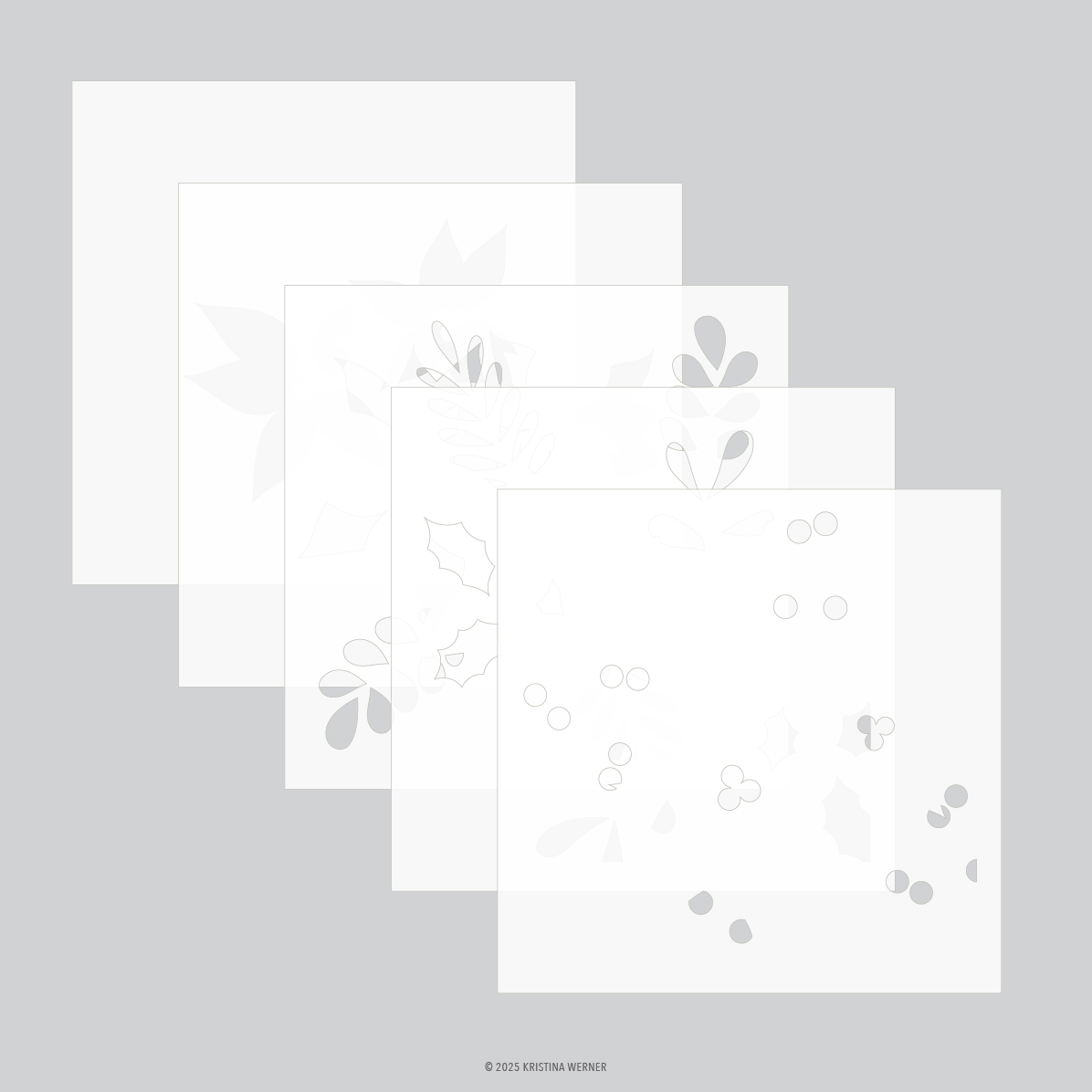 Concord & 9th -Winter Greenery Background Stencil Pack (5 qty; 6 x 6)