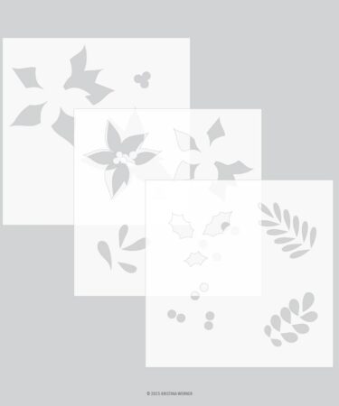 Concord & 9th -Winter Greenery Stencil Pack (3 qty; 6 x 6)