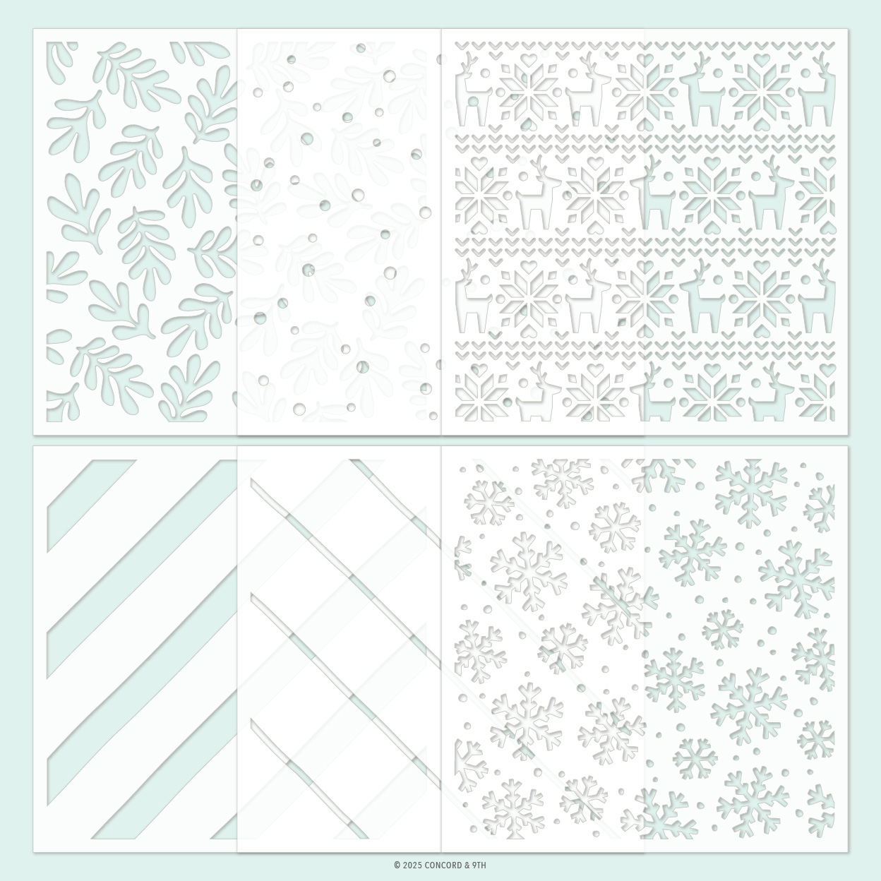 Concord & 9th -Merry Mix Stencil Pack (6 qty; 6 x 6)