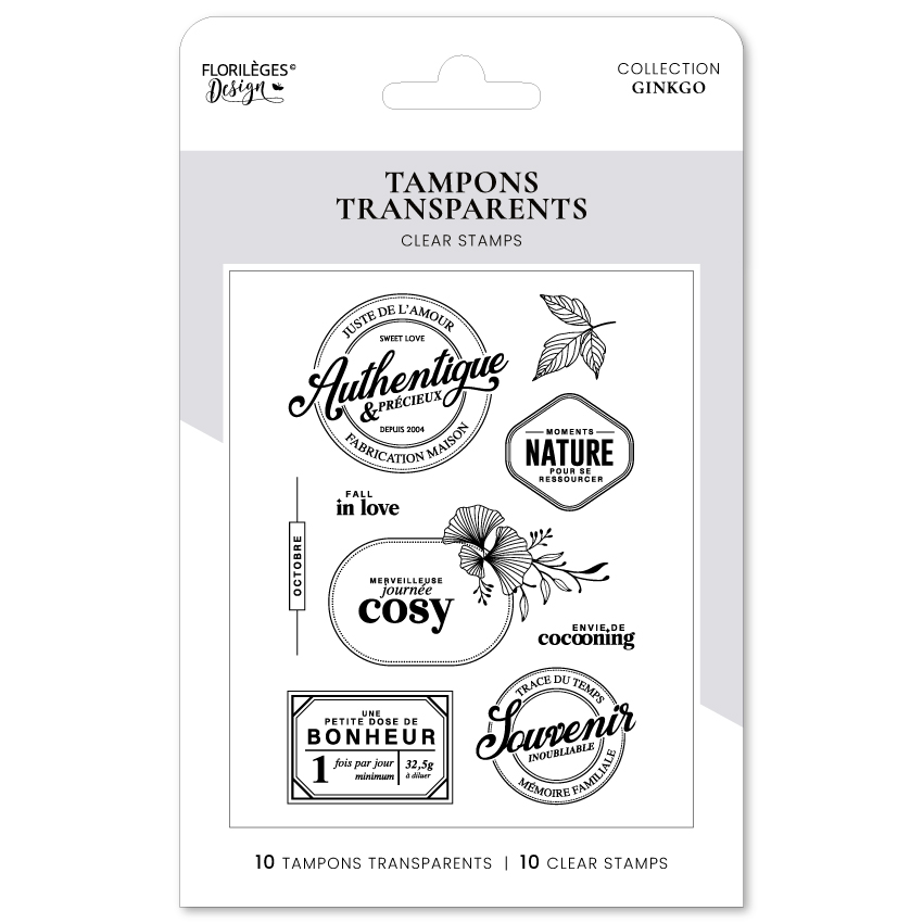 Florilèges Design - Collezione GINKGO - Timbro in silicone - PETITE DOSE DE BONHEUR