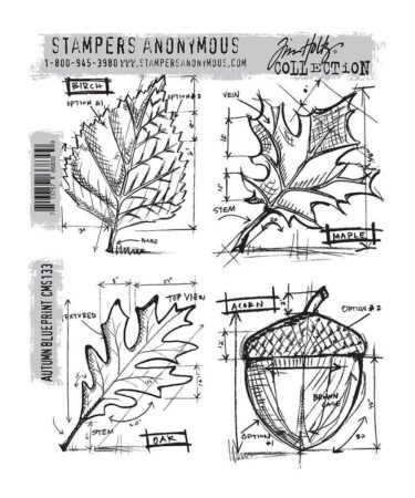Tim Holtz Cling Stamps 7"X8.5" - Autumn Blueprint