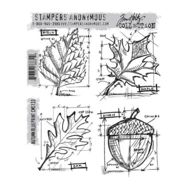 Tim Holtz Cling Stamps 7"X8.5" - Autumn Blueprint