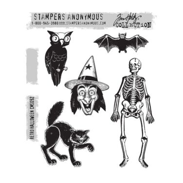 Tim Holtz Cling Stamps 7"X8.5" - Retro Halloween