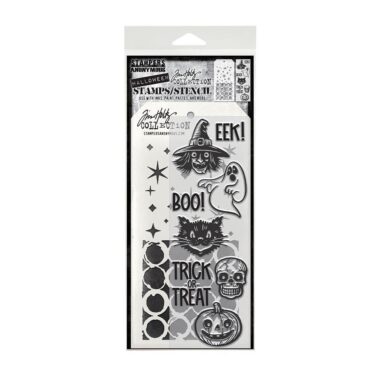 Tim Holtz Mixed Media Stamp/Stencil - Retro Frights