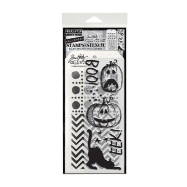 Tim Holtz Mixed Media Stamp/Stencil - EEK A Boo