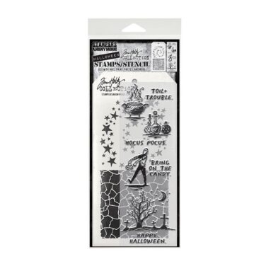 Tim Holtz Mixed Media Stamp/Stencil -Halloween Sketch