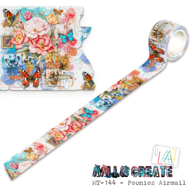 AALL & CREATE  - Washi Tape - Peonies Airmail  #MT-144