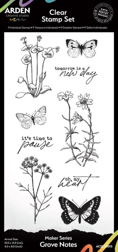 ARDEN CREATIVE STUDIO - Collezione Laurel Grove  Maker Series 4x8 Inch Clear Stamp Set Grove Notes