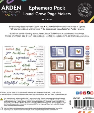 ARDEN CREATIVE STUDIO - Collezione Laurel Grove  Page Makers Ephemera Pack (80pcs)