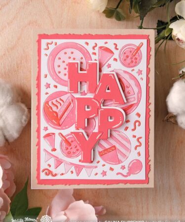 Alternative view of WAFFLE FLOWER - Overlapping Vertical Happy Word Die