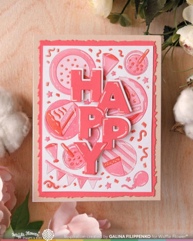 Alternative view of WAFFLE FLOWER - Overlapping Vertical Happy Word Die