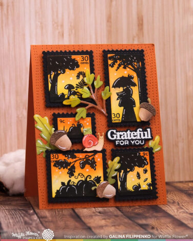 Alternative view of WAFFLE FLOWER - Postage Collage Autumn Sunset Stamp Set