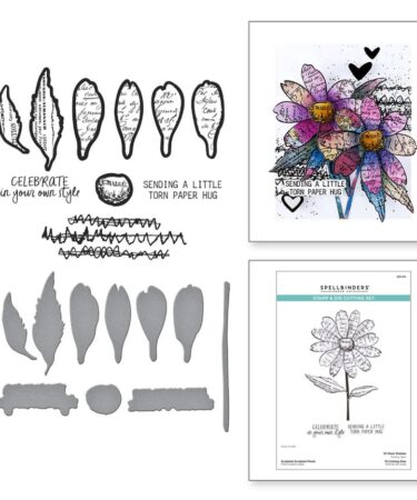 SPELLBINDERS - Collezione Beautifully Imperfect - Sculpted Scripted Floral Clear Stamp & Die Set