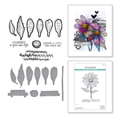 SPELLBINDERS - Collezione Beautifully Imperfect - Sculpted Scripted Floral Clear Stamp & Die Set