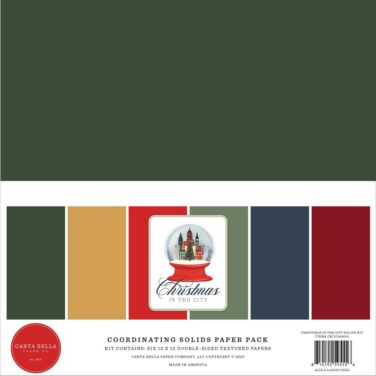 CARTA BELLA - Collezione Christmas In The City - Christmas In The City 12x12 Inch Coordination Solids Paper Pack