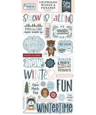 ECHO PARK - Collezione Winter Fun -Winter Fun Chipboard Word & Phrases