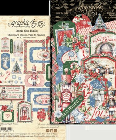 Graphic 45 - Collezione Deck the Halls -Chipboard Pieces, Tags & Frames