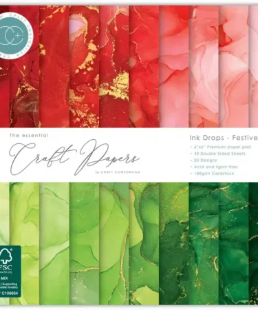 Craft Consortium Essential Craft Papers 12x12 Inch Paper Pad Ink Drops Festive