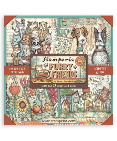 Stamperia Furry Friends 12x12 Inch Maxi Paper Pack (Single Face)