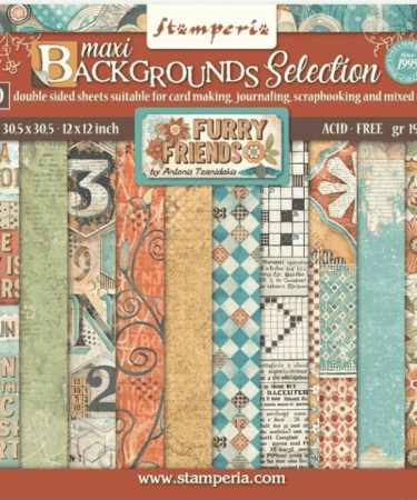 Stamperia Furry Friends 12x12 Inch Paper Pack Maxi Background Selection