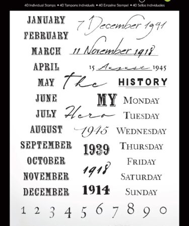 ARDEN CREATIVE STUDIO - Collezione Remembering… 6x8 Inch Clear Stamp Set Echoes of the Past