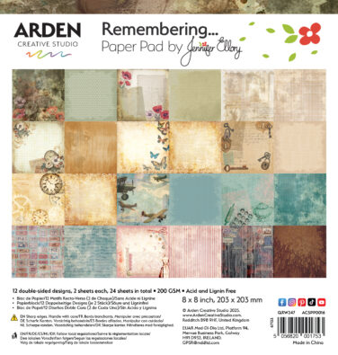 ARDEN CREATIVE STUDIO - Collezione Remembering... 8x8 Inch Paper Pad