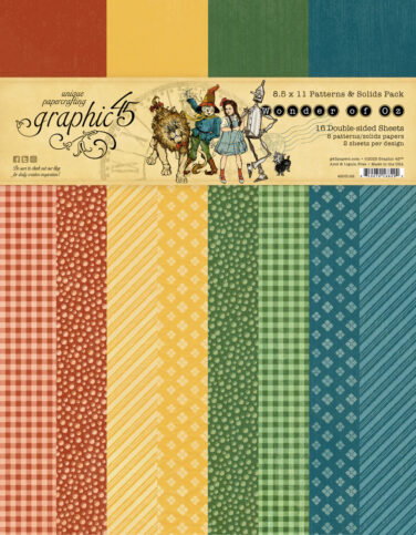 Graphic 45 per Spellbinders- Collezione  Wonder of Oz - 8.5" x 11" Patterns & Solids Paper Pack