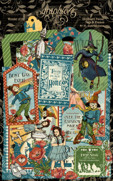 Graphic 45 per Spellbinders- Collezione  Wonder of Oz - Chipboard Pieces, Tags & Frames
