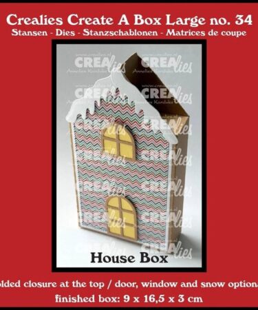 Crealies Create A Box Large Stansen Platte Doos Huis Groot Met Deur, Raam En Sneeuw (CASA GRANDE)