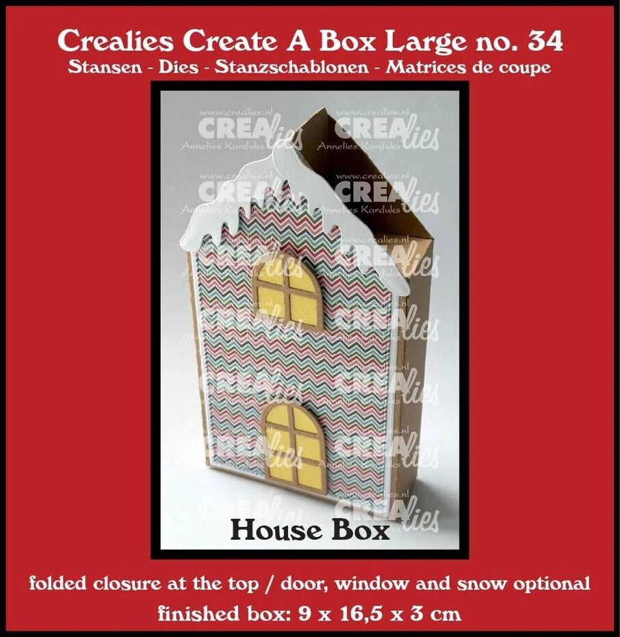 Crealies Create A Box Large Stansen Platte Doos Huis Groot Met Deur, Raam En Sneeuw (CASA GRANDE)