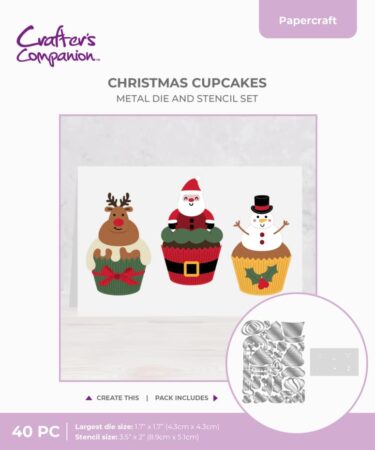 Crafter's Companion 3-in-1 Intricate Fall Die & Stencil Christmas Cupcakes