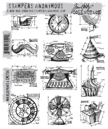 Stampers Anonymous Mini Blueprints 4 Tim Holtz Cling Stamps