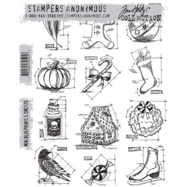 Stampers Anonymous Mini Blueprints 5 Tim Holtz Cling Stamps