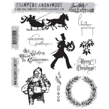 Stampers Anonymous Mini Holidays 5 Tim Holtz Cling Stamps