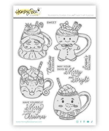 HONEY BEE  6"x 8" Rubber Cling Stamp Set - Sweet Season Mugs
