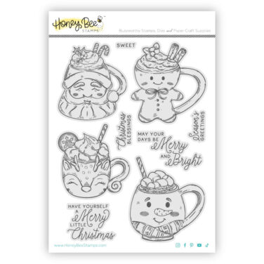HONEY BEE  6"x 8" Rubber Cling Stamp Set - Sweet Season Mugs
