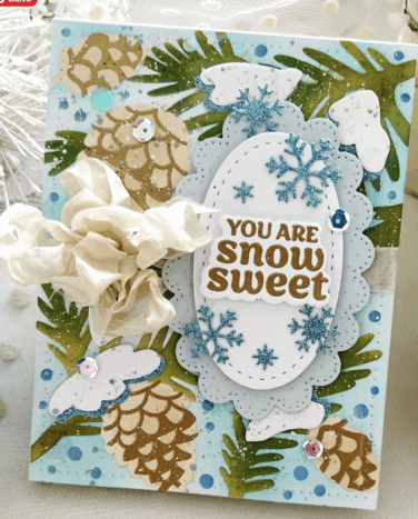 Alternative view of WAFFLE FLOWER - Snowcapped Pinecone Stencil