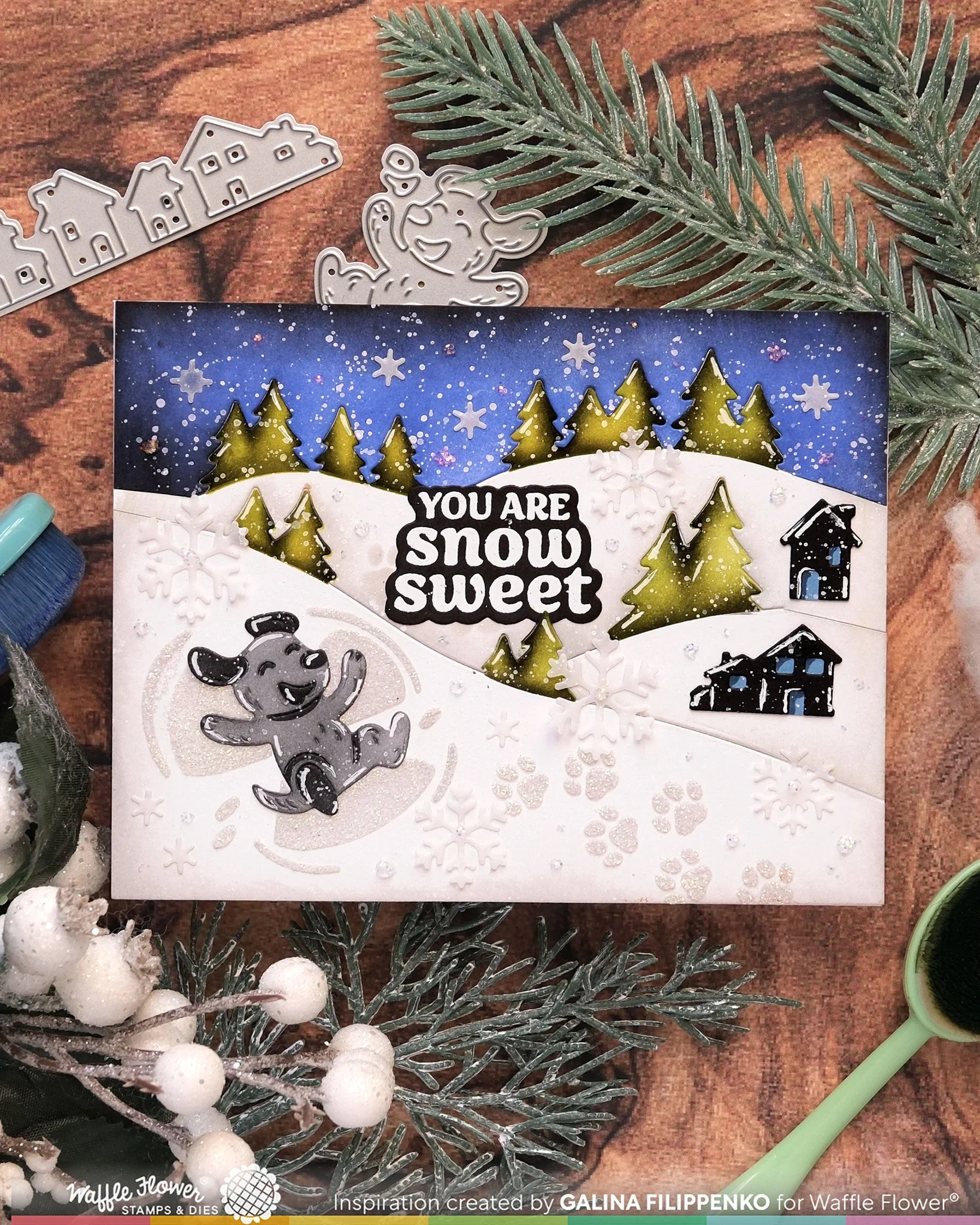 WAFFLE FLOWER - Snow Angel Sentiments Matching Die - immagine 2
