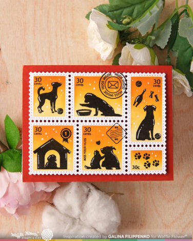 Alternative view of WAFFLE FLOWER - Postage Collage Dog Silhouettes Stamp Set