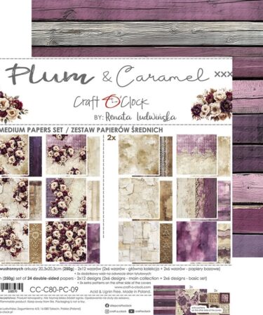 Craft O'Clock - Collezione Plum & Caramel 8x8 Inch Medium Papers Set
