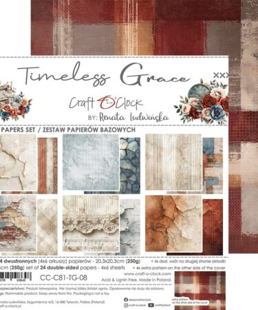Craft O'Clock - Collezione Timeless Grace 8x8 Inch Basic Papers Set