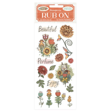 Stamperia - Rub on cm 10,16x21,6  Furry Friends fiori